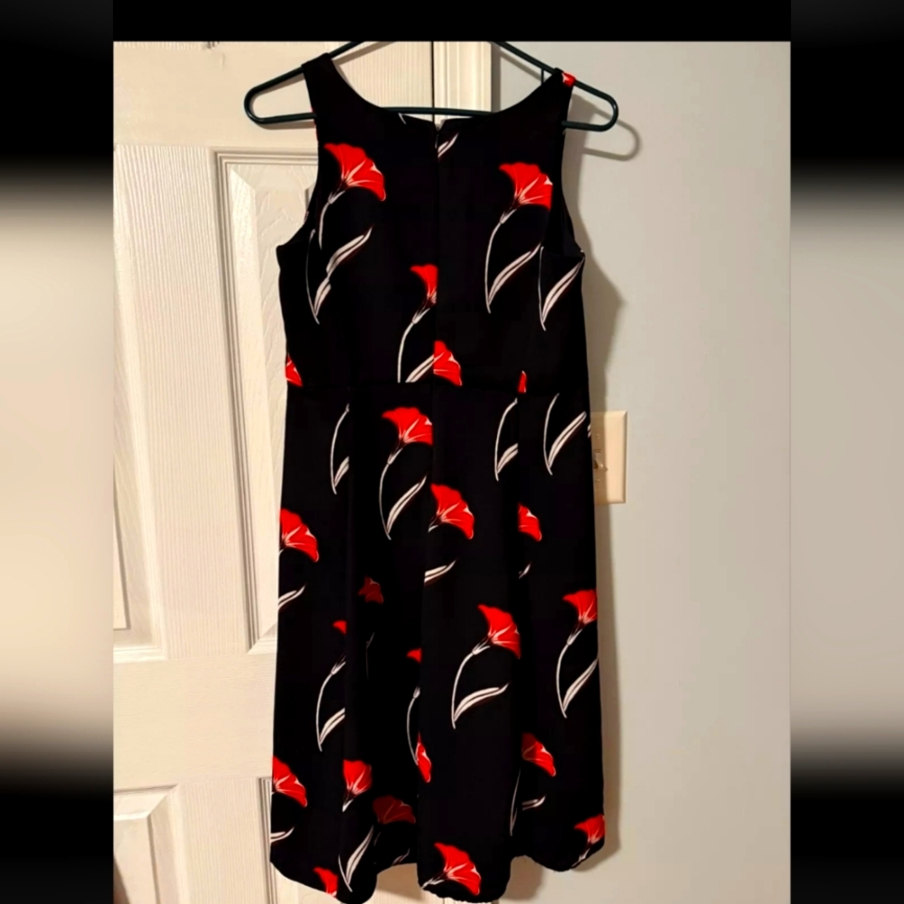 Ann Taylor Red and Gray Halter Midi Dress
